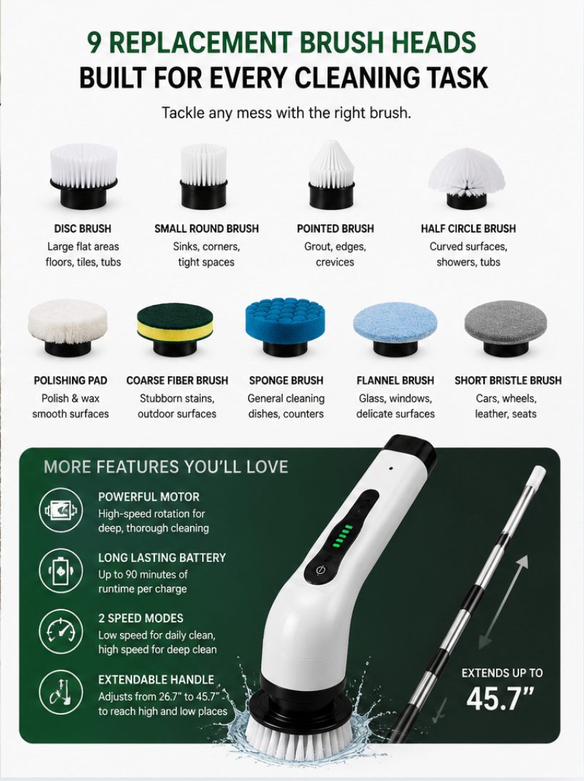 Electric Spin Scrubber Cleaning Kit